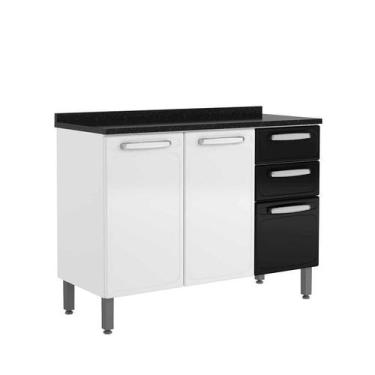 Imagem de Balcão De Cozinha Com Tampo de Aço 3 Portas 2 Gavetas  - Bertolini