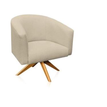 Imagem de Poltrona Decorativa Stella Em Suede Com Base Em Madeira