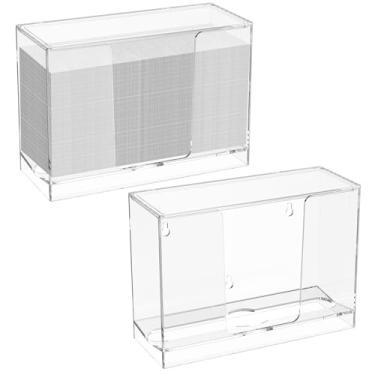Imagem de Pacote com 2 dispensadores de papel toalha, suporte de toalha de papel acrílico transparente, bancada para toalha de papel multidobra, dobra C, Zfold, suporte de toalha de mão triplo para banheiro