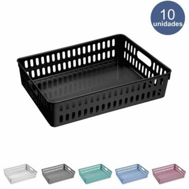 Imagem de Cesto Decorativo Caixa Organizadora Grande - Kit Com 10 Organizador Co