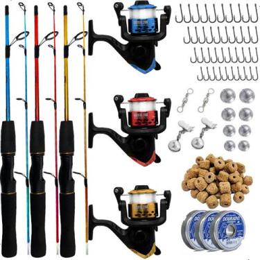 Imagem de Kit de Pesca Completo 3 Varas 1,20m 10kg 3 Molinetes e Ace - Summer