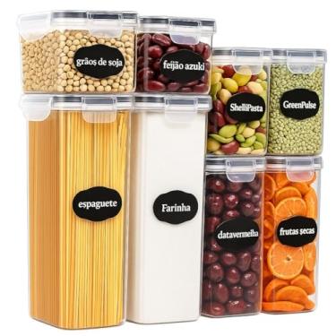 Imagem de Kit 8 Potes Tampa Hermético Porta Alimentos Mantimentos Armário Cozinha (Kit 8)