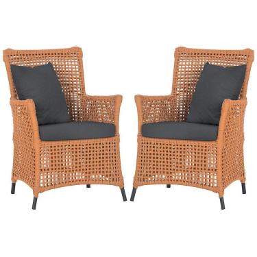 Imagem de Poltronas Igapó Alumínio Pintura Preta Corda Náutica E11 Terra Cota