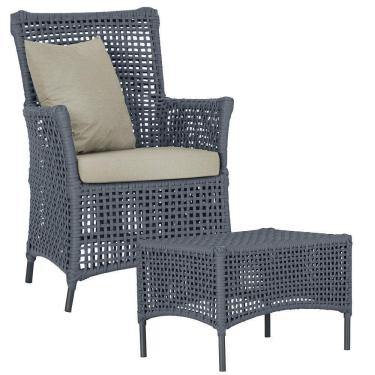 Imagem de Poltrona E Mesa Igapó Em Alumínio Preta Corda Náutica E7 Prata