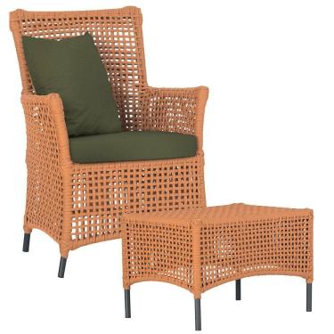 Imagem de Poltrona E Mesa Igapó Em Alumínio Preta Corda Náutica E13 Terra Cota