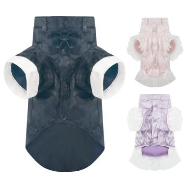 Imagem de MAMORE Camisas para cães, roupas de cachorro bordadas elegantes para meninas, meninos, pequenos, médios, filhotes e gatos, conjunto de casal (preto, GG)