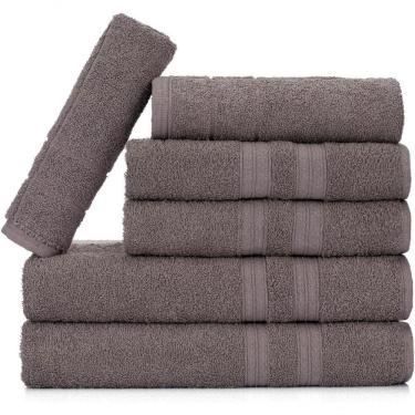 Imagem de Jogo De Toalhas Gigante Itália Soft 2 Banhão + 2 Rosto + 2 Tapete Luxo 100% Algodão - Cinza