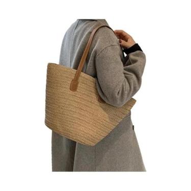 Imagem de Bolsa de Palha Boêmia de Grande Capacidade - Bolsa Tote para Viagem, 2