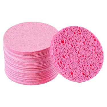 Imagem de oshhni 50 esponjas faciais compactadas para limpeza facial, ideais para mulheres e meninas, portáteis e profissionais, perfeitas para cuidados com a pele, Formato Redondo