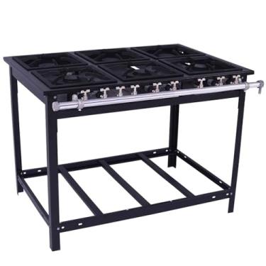 Imagem de Fogão Industrial Venâncio 6 Bocas 3 Simples a Gás Natural Baixa Pressão Espera para Forno E6-22110