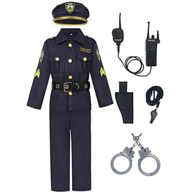Imagem de Viyorshop Fantasia de policial infantil para fantasia de policial para festa de cosplay de Halloween (10 a 12 anos)