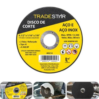 Imagem de Disco De Corte 115 X 1,6 Mm Furo 7/8 Aço E Inox Tradestar