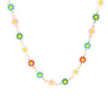 Imagem de Warmhope Colar gargantilha ajustável banhado a ouro 18K Dainty Daisy para mulheres delicadas joias florais presentes para ela todos os dias elegante corrente em camadas, Universal size, Latão, Sem