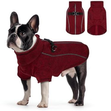 Imagem de Vitiswap Jaqueta de cachorro pequena, casaco de lã refletiva para cachorros, casacos quentes para filhotes de cachorro com arnês anel em D com zíper para clima frio inverno roupas para cachorrinhos