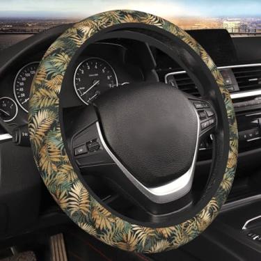 Imagem de Capa de volante com folhas de samambaias para mulheres, meninas, homens, universal, 38 cm, antiderrapante, fofo, protetor de volante, acessórios de carro, interior para caminhões automotivos, SUV