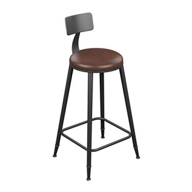 Imagem de GAORUIFENG Bancos de bar altos banco de bar de ferro forjado encosto nórdico banco de bar moda moderna casa restaurante cozinha cafeteria cadeira decorativa balcão de cozinha banco de bar (cor: D) (B)