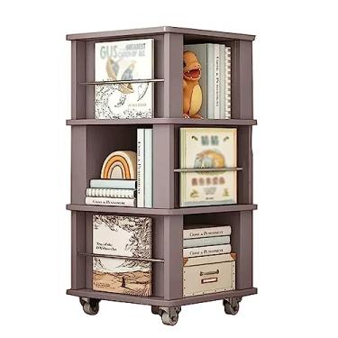 Imagem de UINGBPXT Estante de canto com rotação de 360°, estante de livros simples com rodas, sala de estar, casa, estante perfeita