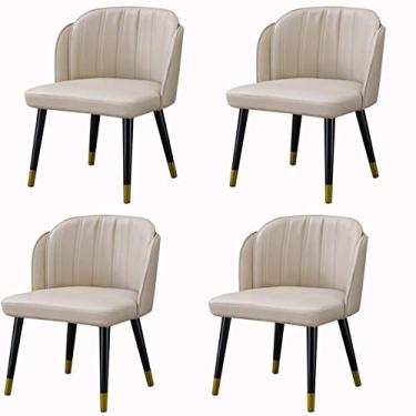 Imagem de Cadeira de jantar, cozinha, sala de jantar, móveis, cadeiras de cozinha, cadeiras de jantar, conjunto de 4 cadeiras laterais de couro à prova d'água com pernas de metal, cozinha, sala de estar,