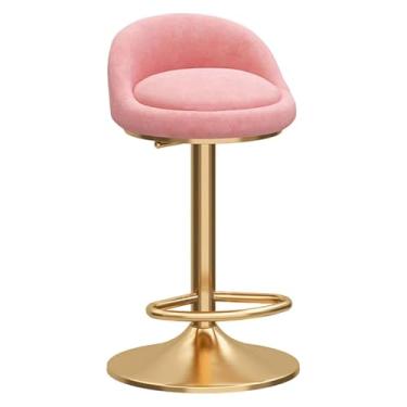 Imagem de UINGBPXT Banco de bar giratório ajustável com banco traseiro moderno banco de veludo estofado para cadeira de bar com base de metal banco alto