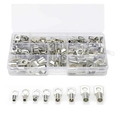 Imagem de 200 peças de cobre estanhado SC4-25 terminais de crimpagem terminais de fio elétrico terminal de anel de emenda de cabo kit sortido