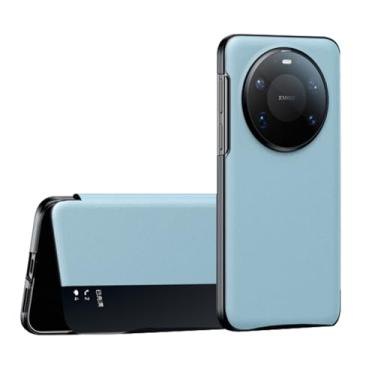 Imagem de HAOMRIYL Capa flip para Huawei Mate 80 Pro Max/80 Pro/80, Smart Clear View Window Slim Vegan Leather Cover All Inclusive Capa de proteção à prova de choque, azul, 80 Pro Max