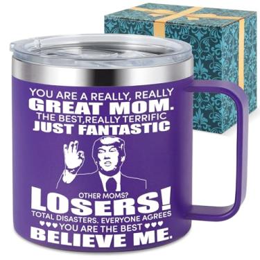 Imagem de Chanceboleng Presentes para mãe de filha, filho - Dia das Mães, aniversário, ideias de Natal presentes engraçados para mamãe, mamãe - Caneca de café de 400 ml (Mãe roxa)