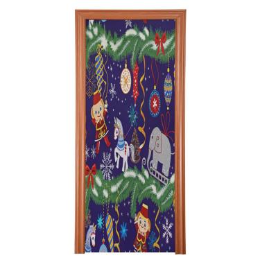 Imagem de ATTX Capa para porta da frente quebra-nozes de conto de fadas - tecido elástico lavável decoração de férias para festas, casa, decoração de porta da frente, 35x79 polegadas (343)