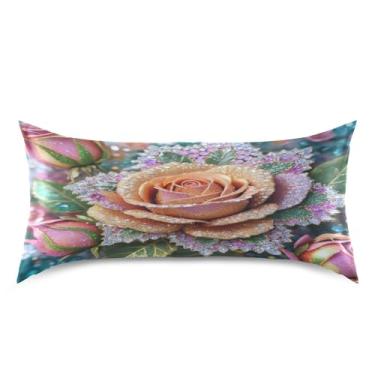 Imagem de ATTX Fronha de almofada rosa com glitter diamante com fecho de envelope para cabelo e pele, macia, respirável, lisa, ambos os lados (King 50 x 101 cm, 1 peça) #504