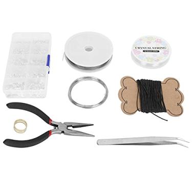 Imagem de Kit de ferramentas para fabricação de joias Conjunto completo de acessórios DIY com fecho lagosta, alicate de corda de cera, pinça para reparo de brincos, artesanato, projetos de (Prata - conjunto completo (com ferramentas))
