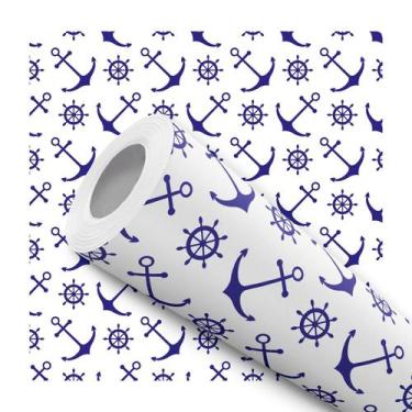 Imagem de Papel De Parede Vinílico Âncora Timão Azul Quarto 12m - DELIQUADROS