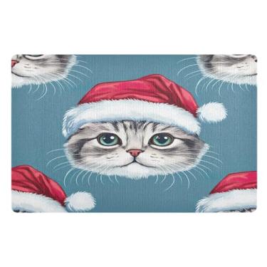 Imagem de STAYTOP Tapete de porta de gato de Natal para entrada externa 81 x 50 cm, tapete de boas-vindas ao ar livre/interno, tapetes de banho fofos, capacho frontal antiderrapante para entrada, pátio, áreas