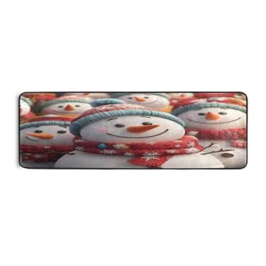 Imagem de Qilmy Lindo tapete 3D boneco de neve 183 x 61 cm, antiderrapante, antifadiga, confortável, tapetes longos, para quarto, sala de estar, banheiro, corredores, entrywa107