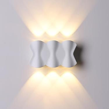 Imagem de Luminária de parede LED para interiores, com foco de luz e luz noturna, para sala de estar, quarto e corredor (Branco, A).