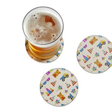 Imagem de Porta Copos Com Ilustração Personalizada Desenho Animado de Cores de Brinquedos - Tamanho 9x9 cm