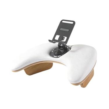 Imagem de FashionCha Apoio de braço para manicure, almofada de apoio para as mãos com suporte giratório 360° para celular, de braço em couro PU em formato de U para, Branco