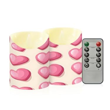 Imagem de Wassud Pacote com 2 velas sem chama de dia dos namorados com controle remoto, velas realistas cintilantes com temporizador, velas decorativas para Natal, casamento, festa, decoração de casa pequena