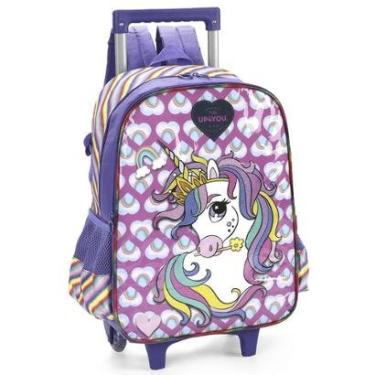 Imagem de Mochila de Rodinhas Com Alça Luxcel Up4You Unicórnio Roxo-Unissex