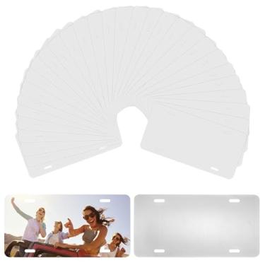 Imagem de Placa de licença de sublimação em branco com 30 peças, 0,6 mm de espessura, branca, placa de licença de alumínio metálico para etiquetas de carro dianteira/traseira faça você mesmo, transferência