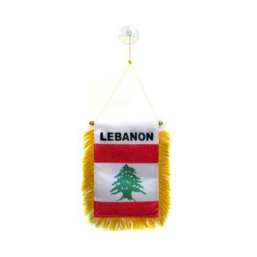 Imagem de Mini faixa libanesa 15 x 10 cm - Galhardete libanês 15 x 10 cm - Mini faixas 10 x 15 cm Gancho com ventosa - Drapeau Liban AZ FLAG