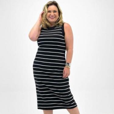 Imagem de Vestido Malwee Plus Size Midi Listrado Regata Feminino-Feminino