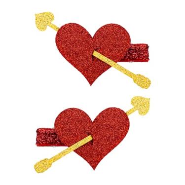 Imagem de YanJie 2 peças de grampos de cabelo para o dia dos namorados para meninas, clipe de coração, acessórios de cupido, acessórios de cabelo vermelho para mulheres, lindo grampo de cabelo para meninas
