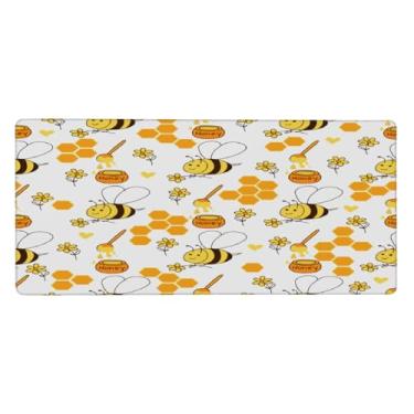 Imagem de Tapete de rato grande abelha animal fofo à prova d'água tapete protetor de mesa estendido para computador tapete de base de borracha antiderrapante para escritório, computador, teclado, laptop e mesa