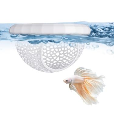 Imagem de Neyauo Rede flutuante Betta, esconderijo Betta, alimentador de aquário multifuncional, rede e local de descanso seguro, acessórios para aquário Bettas (branco)