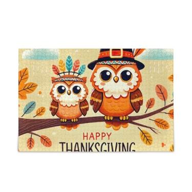 Imagem de Quebra-cabeça de 1000 peças, corujas de ação de graças, presente faça você mesmo, com bolsa de armazenamento de malha, atividade familiar divertida