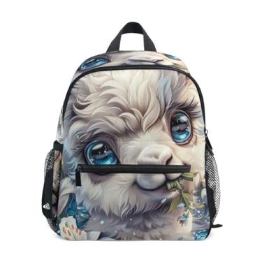 Imagem de GAIGEO Cute Llama Floral Backpack for School Kids with Whistle, Adjustable Chest Strap, Boys Kindergarten Backpack Lightweight & Compact for Ages 3-8