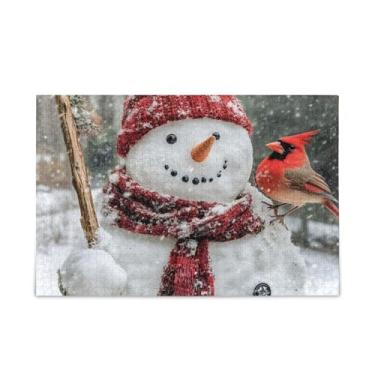 Imagem de Quebra-cabeça de chapéu vermelho boneco de neve de 500 peças, composto de papel e madeira, quebra-cabeças para adultos com suporte de letras