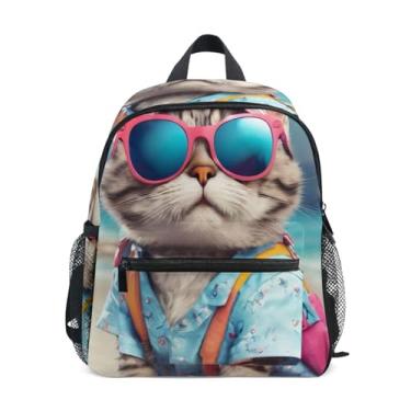 Imagem de GAIGEO Funny Cute Cat Toddlers Backpack with Whistle, Adjustable Chest Strap, Girl Toddler Backpack Lightweight & Compact for Ages 3-8