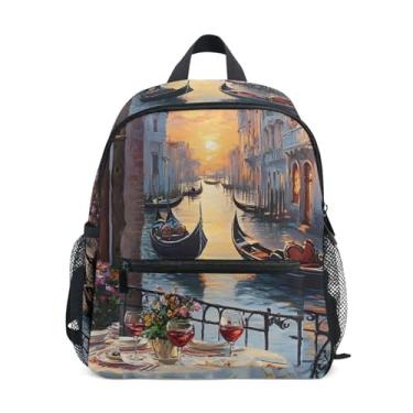 Imagem de GAIGEO Ltaly Romantic Venice Painting Backpacks for Toddlers with Whistle, Adjustable Chest Strap, Kindergarten Backpack for Boys Lightweight & Compact for Ages 3-8