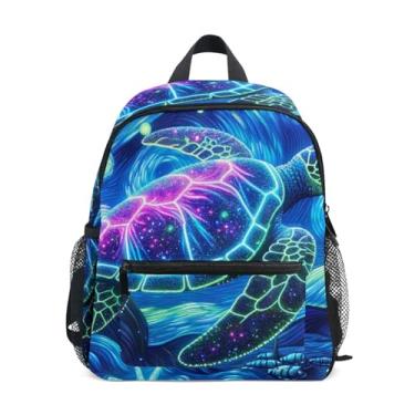 Imagem de GAIGEO Starry Night Sea Turtle Toddler School Backpack Toddler Girl Backpack with Front Pocket, Safety Whistle for Ages 3-8