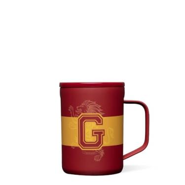 Imagem de Corkcicle Caneca de café Grifinória Harry Potter, copo de café de viagem isolado com tampa, aço inoxidável, à prova de derramamento para café, chá e cacau quente, 473 ml